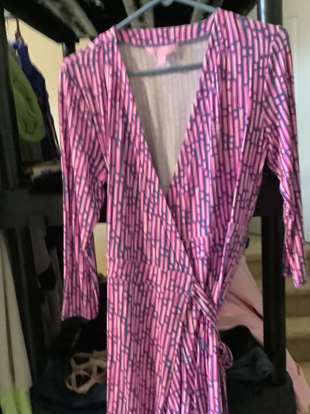 Lilly Pulitzer Pink‎ and Navy Abstract Print romper, wrap